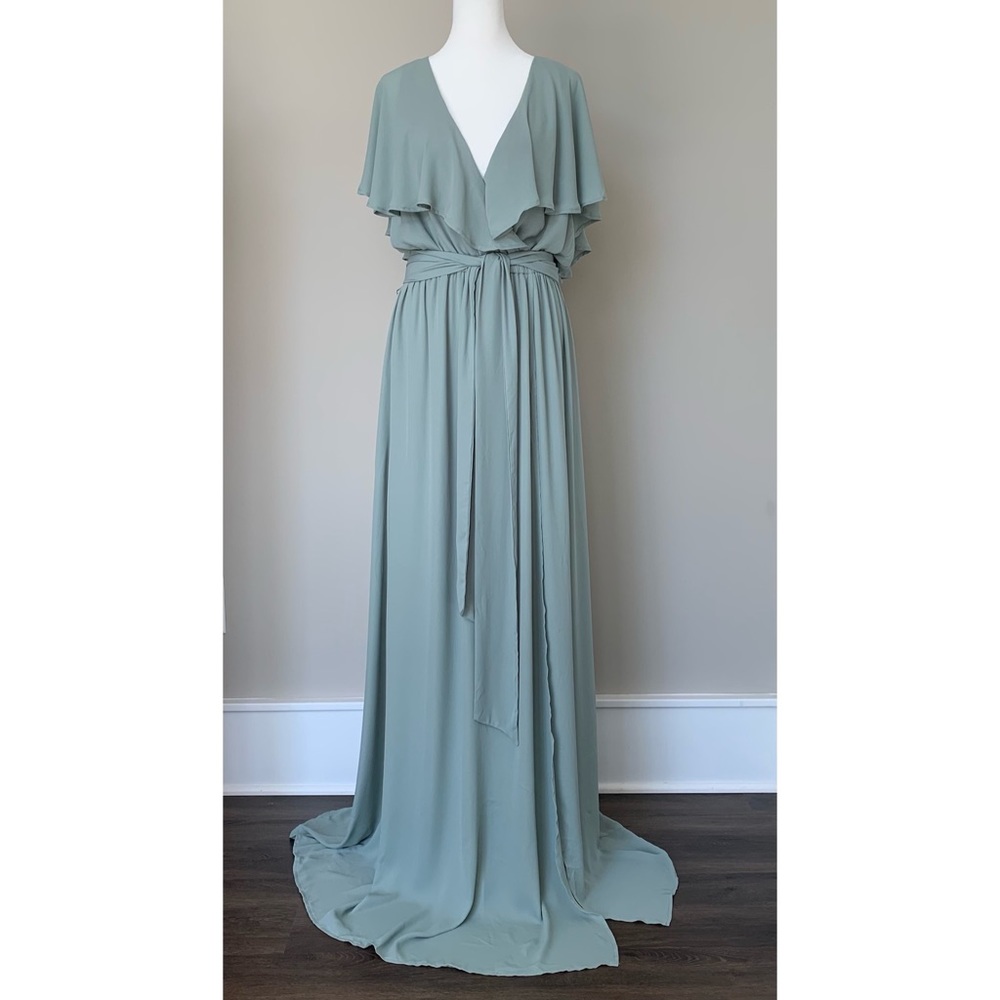 Show Me Your Mumu bridesmaid maid of honor prom maxi dress wrap flutter collar